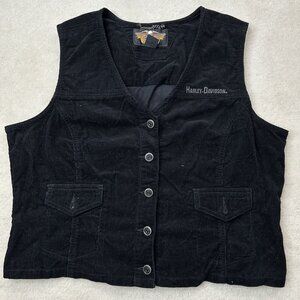 Harley Davidson Women’s XL Corduroy Vest Biker Motorcycle Riding Black